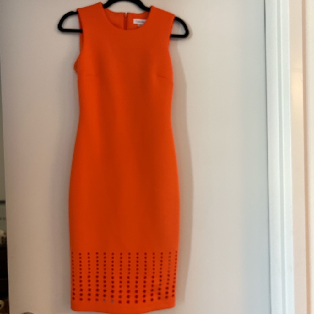 Orange Calvin Klein Midi Dress